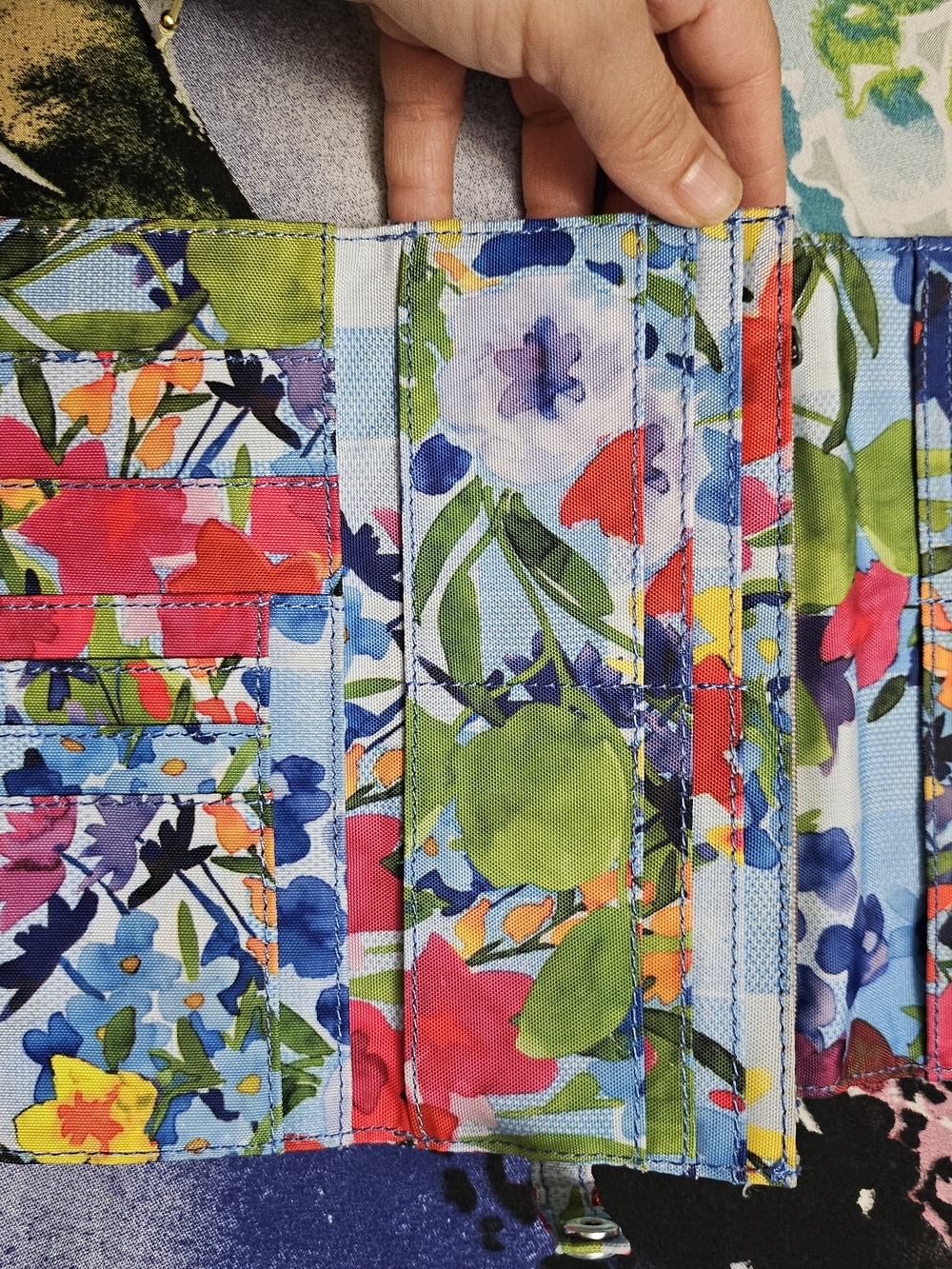 Kipling Floral Blue Multi Trifold Wallet - Picture 6 of 8